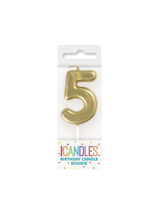 Unique Gold Number Candle 5 - Image 1